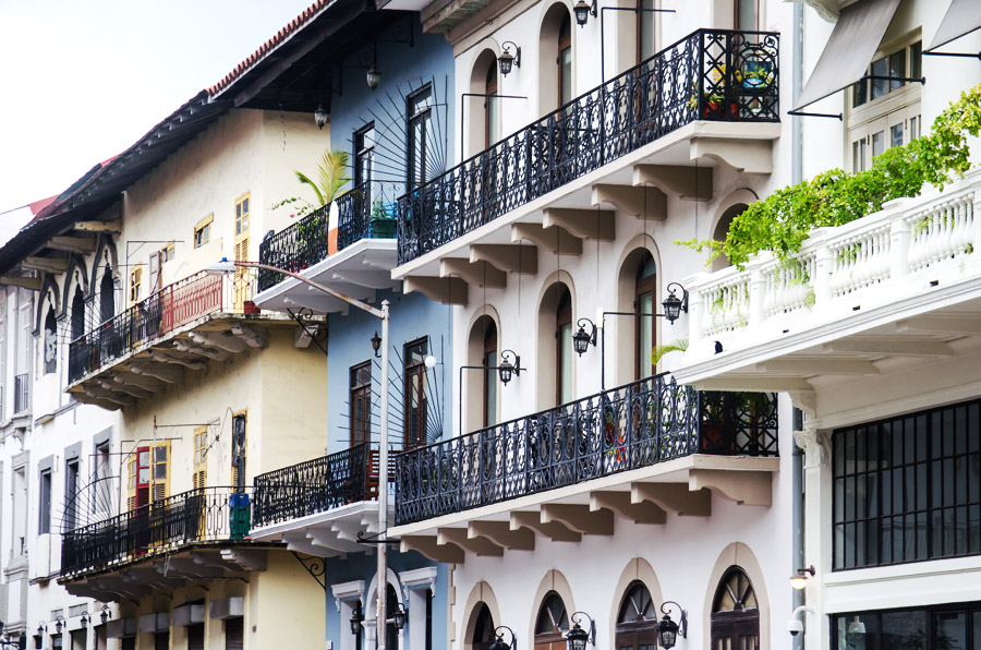 Balconies of Casco Viejo Panama City along B Avenue