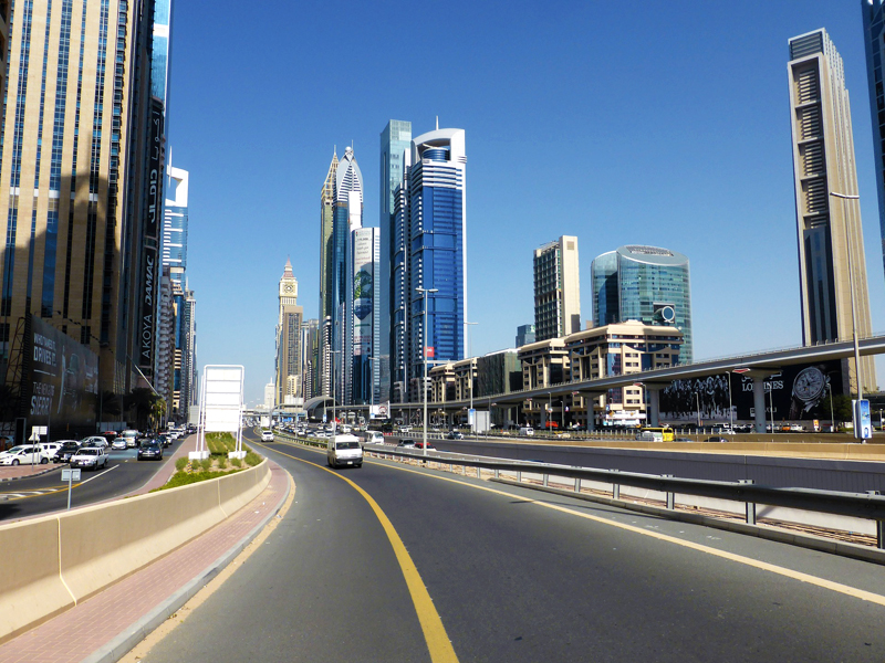 Dubai skyscrapers and highway