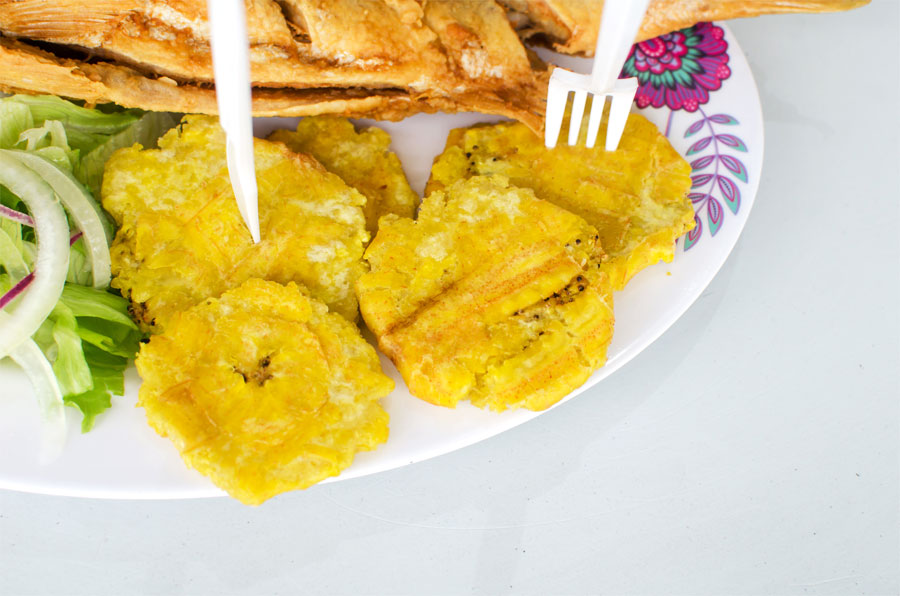 Patacones, fried green plantains Panamanian style